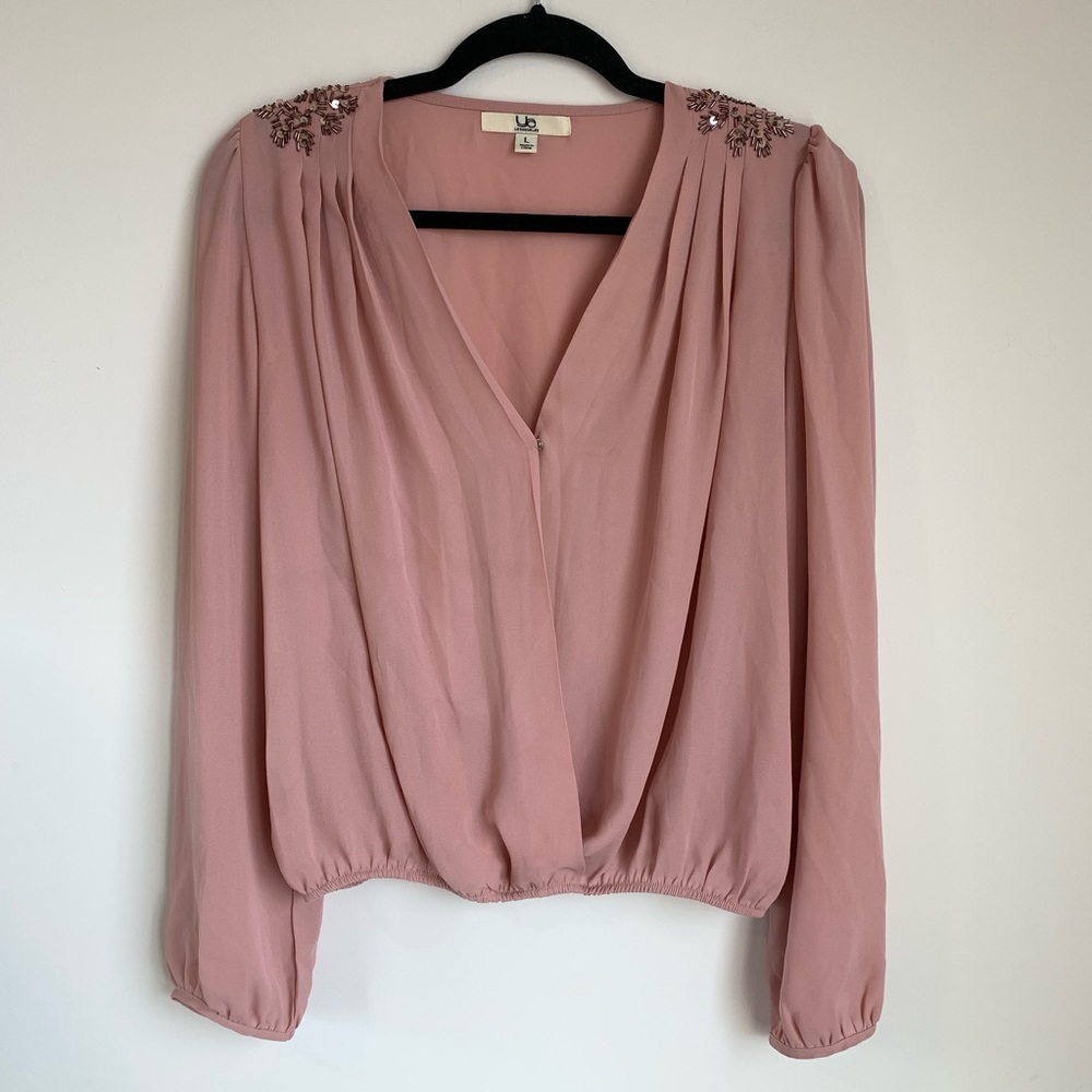 Pink Embellished Shoulder Top